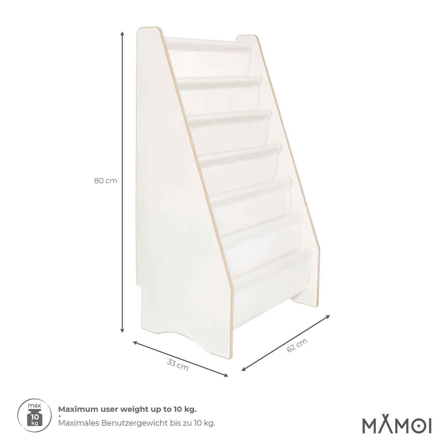MAMOI® Bookshelf for children, kids book rack, children’s book stand, bookshelf for nursery, storage shelf for books, kids book organizer, 100% ECO, Made in EU