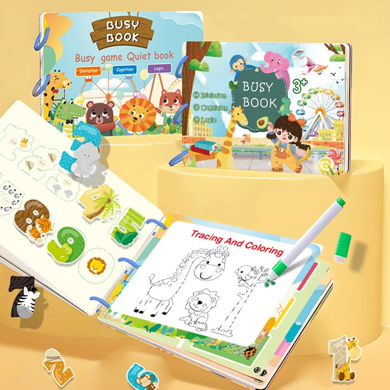 1 Set Busy Book Cartoon Hand Ledger DIY Quiet Book Montessori