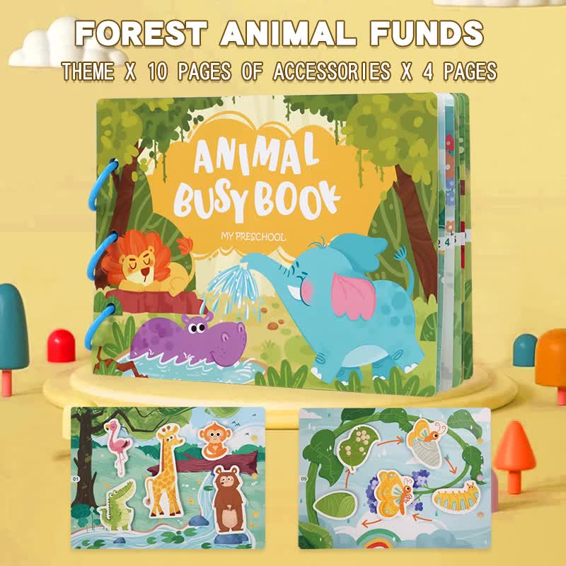 NNEDSZ Interactive Busy Book Set - 2-pack of educational activity books for preschoolers on transport and animals